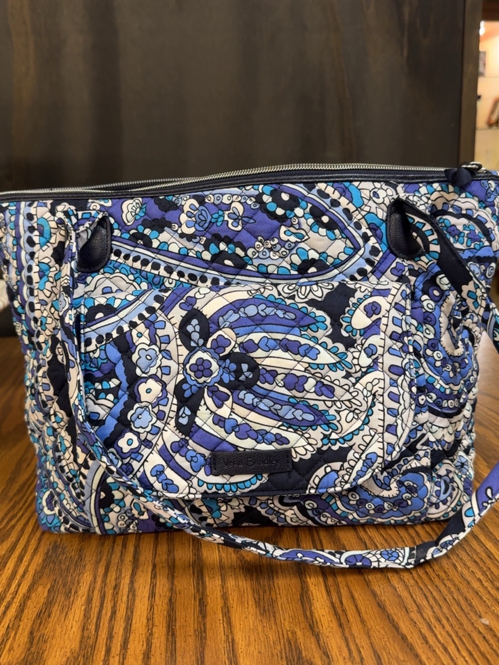 Vera Bradley Quilted Paisley Crossbody in Blue and White